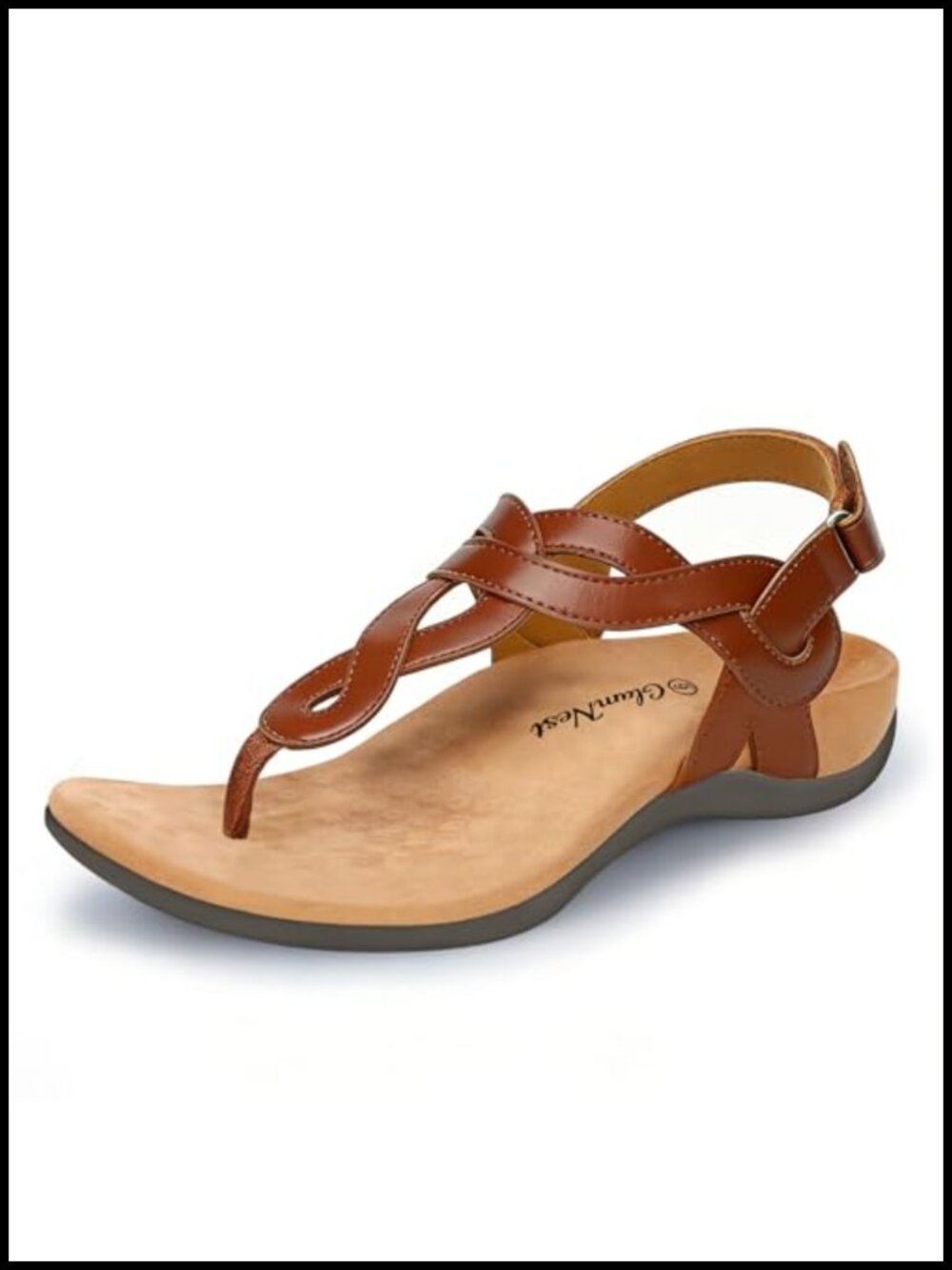 Orthotic Support Flat Thong Sandals with Arch Support, Adjustable Strap Summer